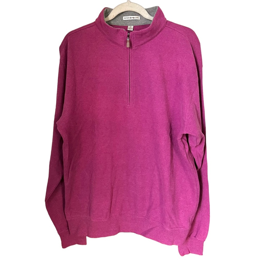Peter Millar Mens Sz M Purple Quarter 1/4 Zip Golf Pullover Sweater 100% Cotton